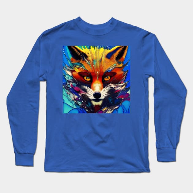 Graphic Novel Comic Book Art Style Red Fox Long Sleeve T-Shirt by Chance Two Designs